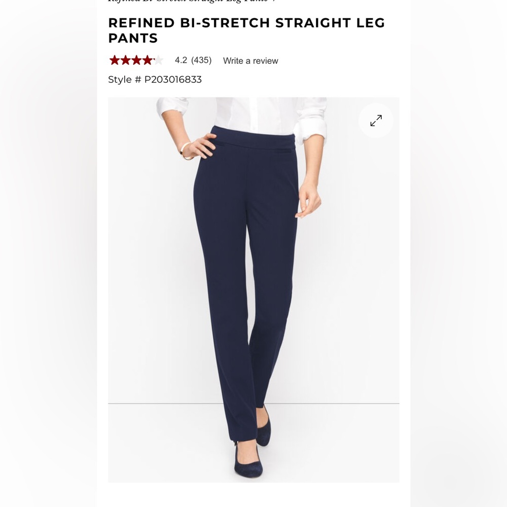 REFINED BI-STRETCH STRAIGHT LEG PANTS - CURVY FIT Size 10, Navy Blue